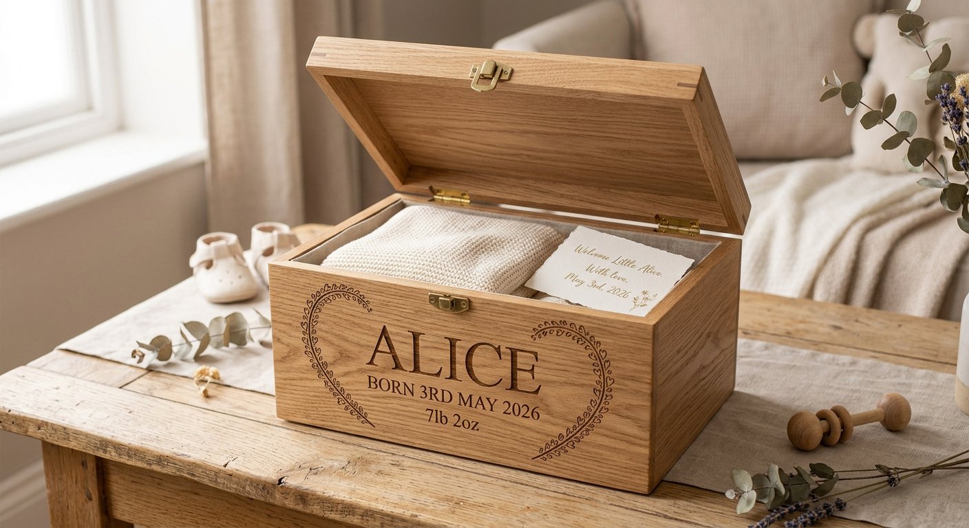 Engraved Wooden Memory Box - engraving example