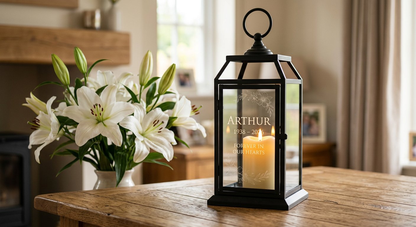 Engraved Memorial Lantern - engraving example