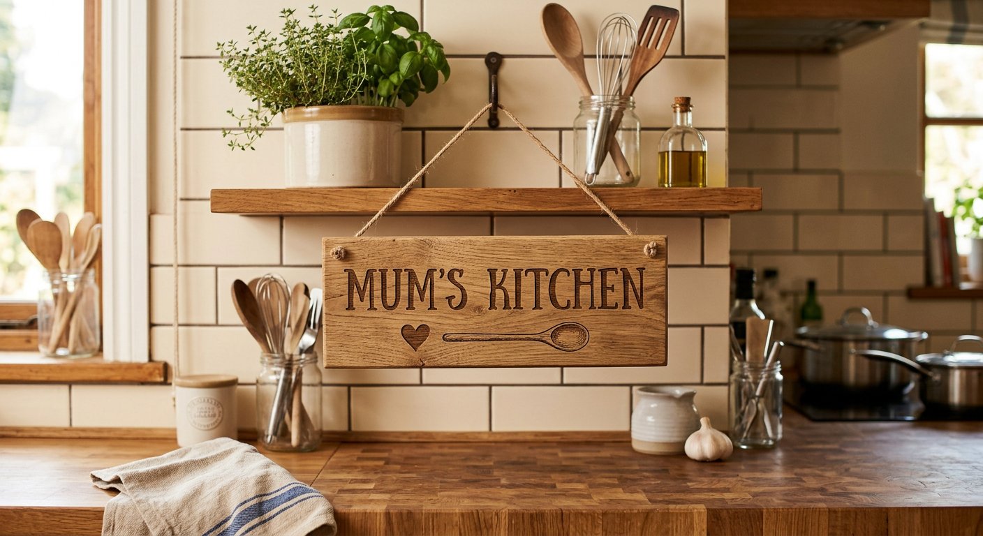 Engraved Wooden Sign - engraving example