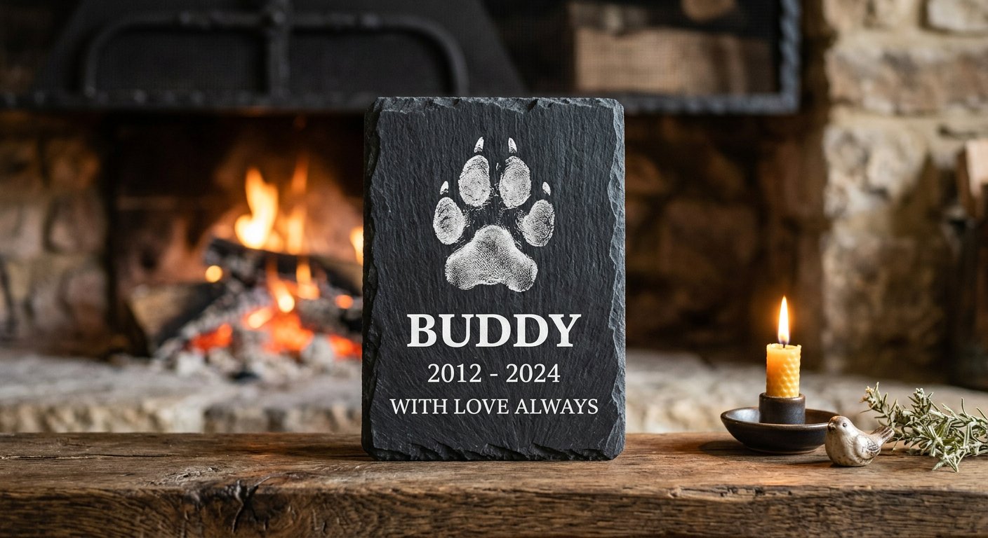 Real Paw Print Memorial — dog — RIP engraved memorial example by Craigality